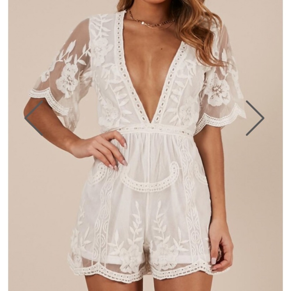 Zara embroidered lace romper